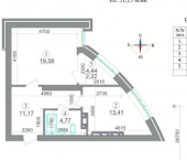 1-комн, 51 кв м, этаж 9/16 Республика Северная Осетия — Алания, 18-й микрорайон