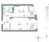 1-комн, 51 кв м, этаж 9/16 Республика Северная Осетия — Алания, 18-й микрорайон