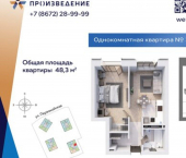 1-комн, 48 кв м, этаж 2/16 ул Дзержинского, 74